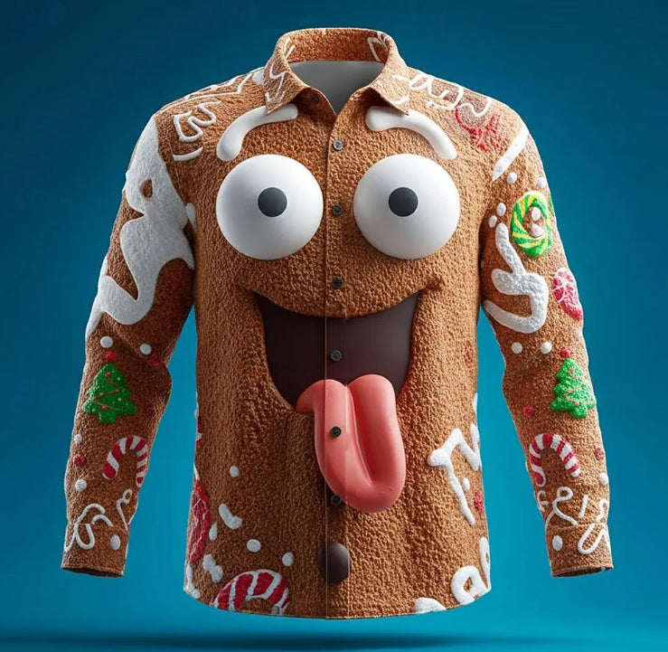 Men's 3D printed Snowflake Fun Face Shirt