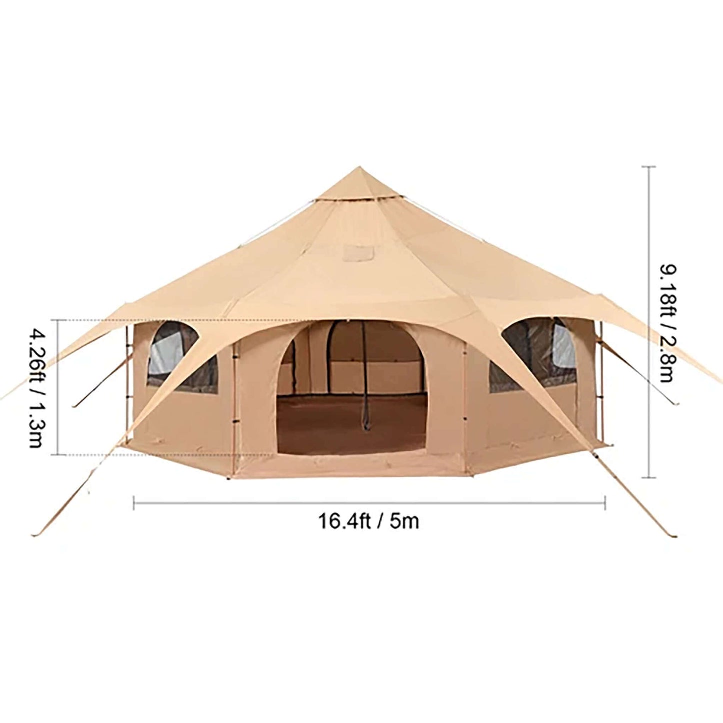 16FT Large Premium 4-Season 8-Person Bell Tent With Stove Jack (SAK75947)