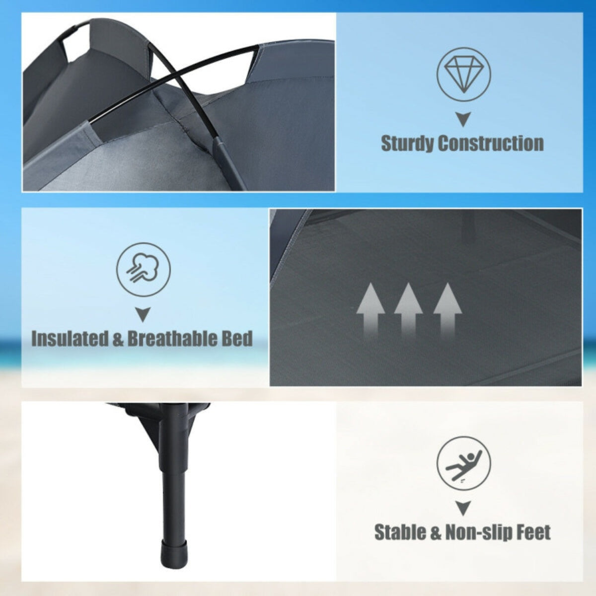 35.5" x 32" Dog Cot with UV Protection Canopy Shade