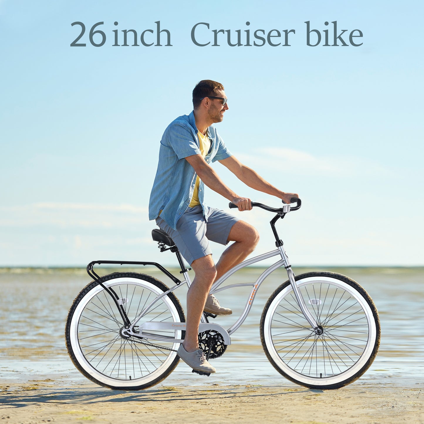 Single Speed Bicycles 26"Inch, Steel Frame, Wide Wheels for Stability, Rear Coaster Brakes,Multiple Colors Beach Cruiser Bike