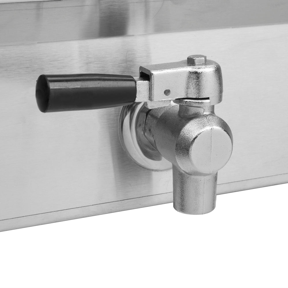 16.9QT / 16L Total Capacity 24.9QT/23.6L Stainless Steel Faucet Double Tank Deep Fryer 3400W MAX (8L 8L Big Blue/Large Handle)