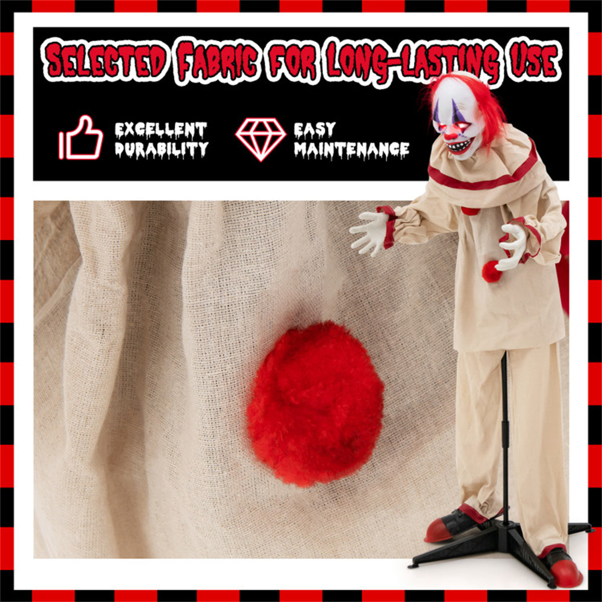 5ft. Clown Decoration with Glowing Red Eyes