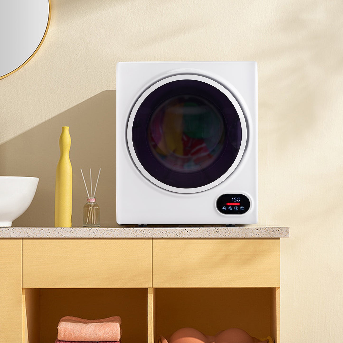 Compact portable Household clothes Dryer 1.5CUFT Drum Dryer with LED display -White 120V 2.5KG