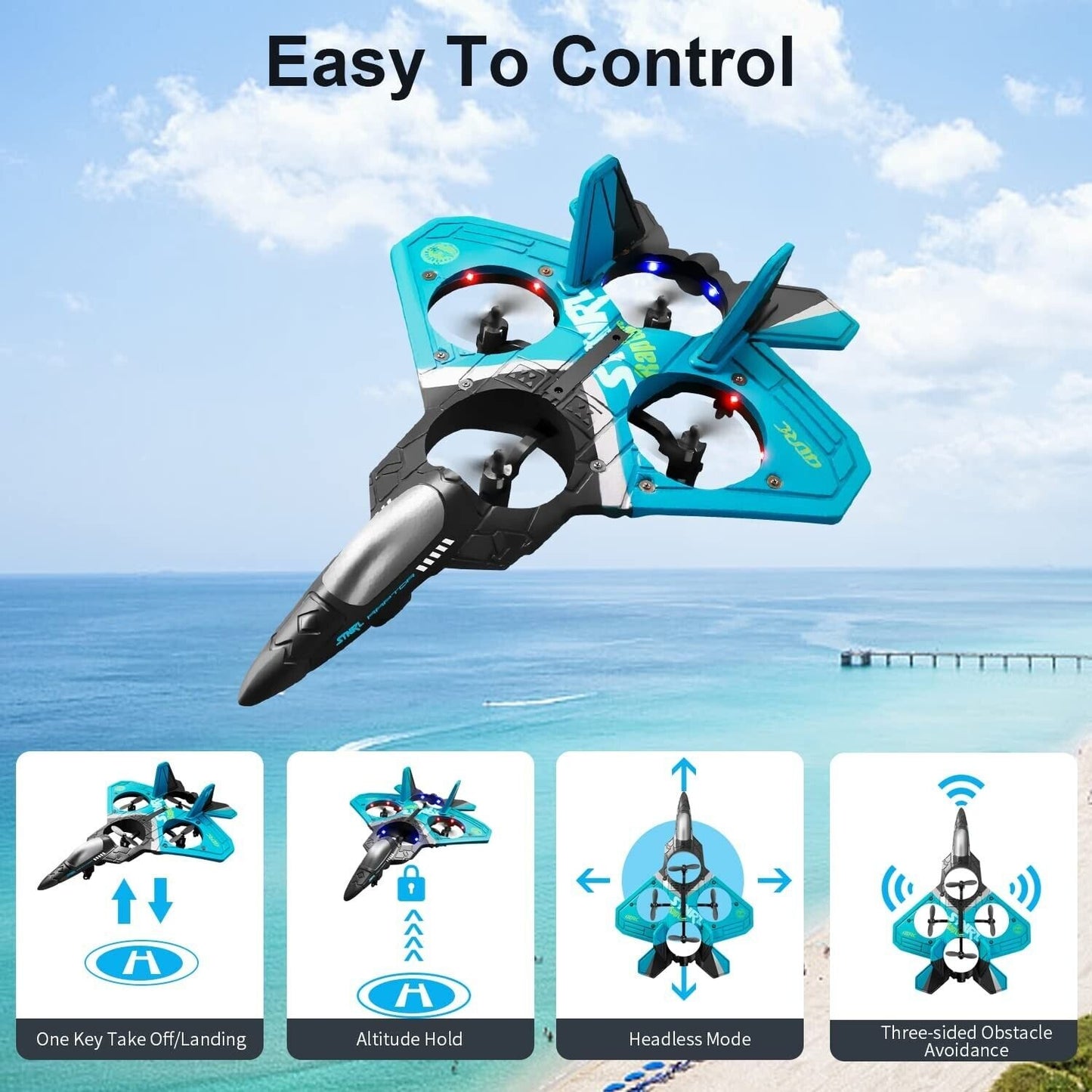 4DRC Remote Control Plane 2.4Ghz Foam RC Airplanes Helicopter Quadcopter,Spinning Drone with Cool Lights