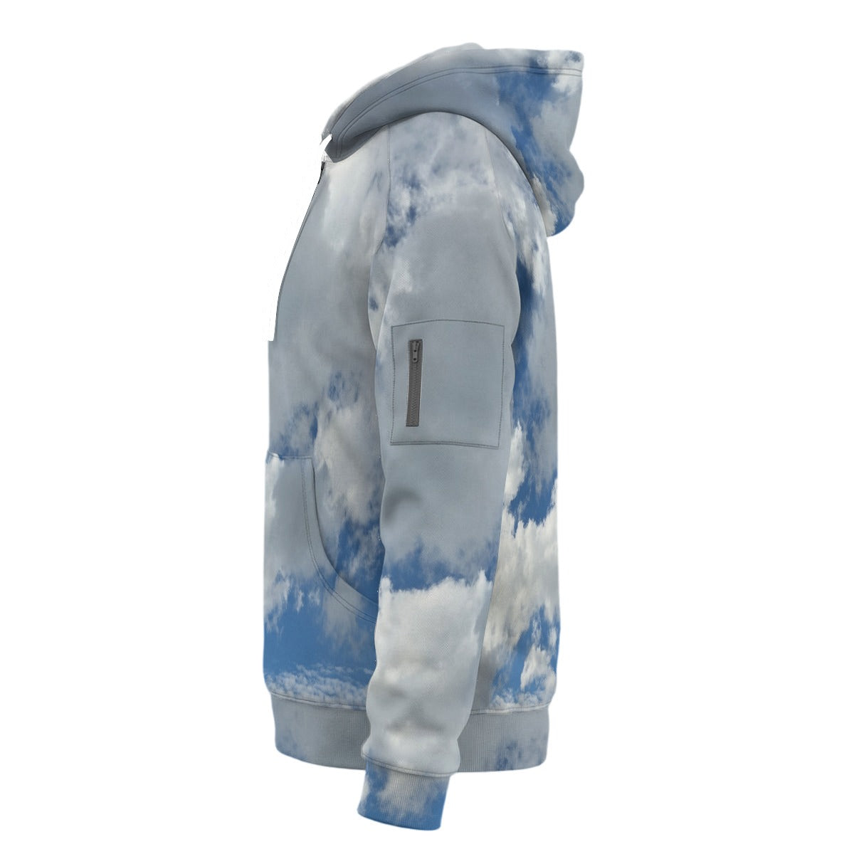 NEW!!! (CLOUDS) printed Men’s Fleece Half-Zip Hoodie with Arm Pockets
