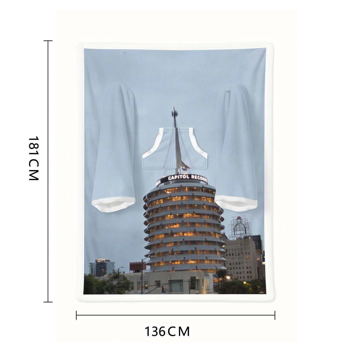 NEW!!! CAPITOL RECORDS Tower Wearable Blanket with Sleeves