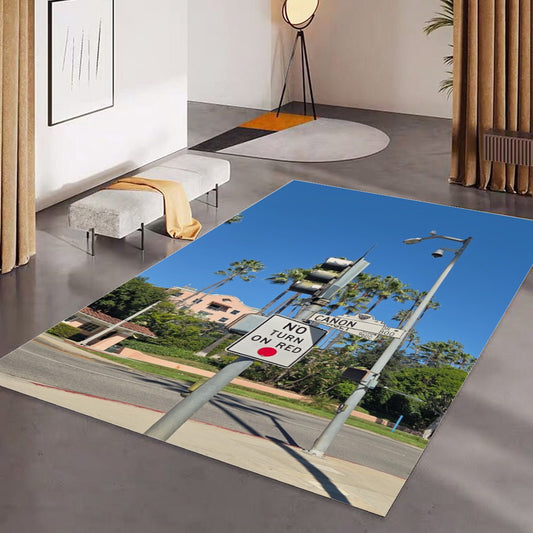 (Beverly Hills CANON Dr. & Sunset Blvd. Sign) Foldable Rectangular Floor Mat