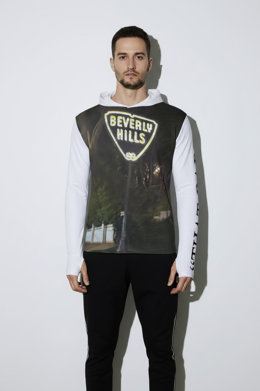 NEW!!! "THAT PART" branded (left sleeve/BEVERLY HILLS Sign/ front rear) Sunscreen Sports Hoodie With Thumb Holes