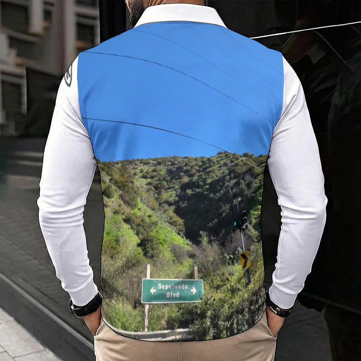NEW!!! "THAT PART" branded ( left sleeve & Sepulveda Blvd. Sign front & rear) Men's Polo Long Sleeve Shirt