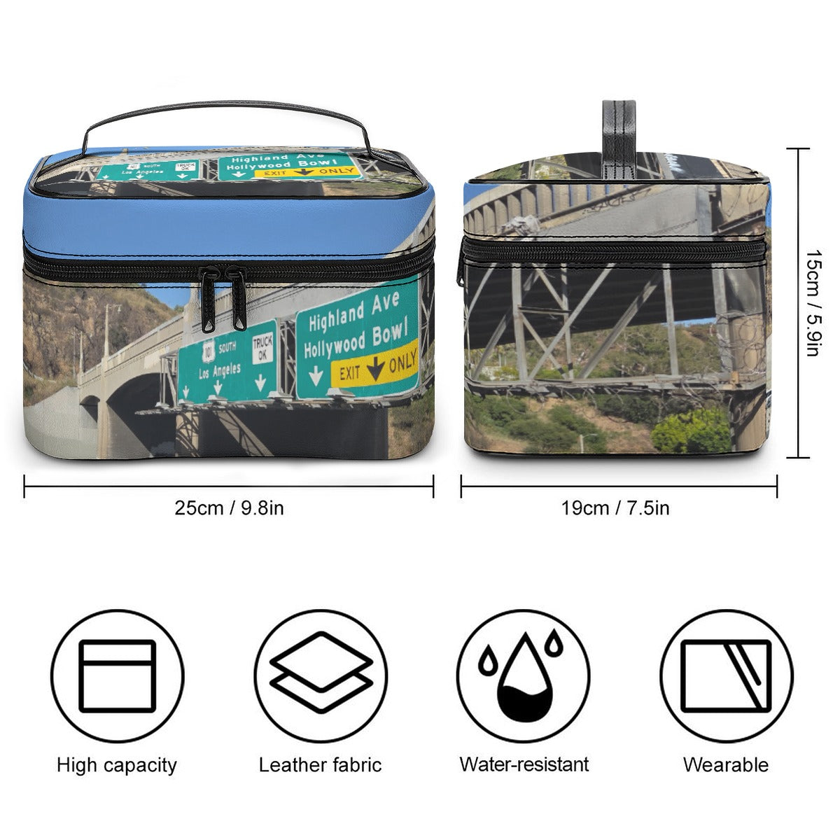 NEW!!! HOLLYWOOD Fwy. Sign Large Capacity Toiletry Organizer Bag