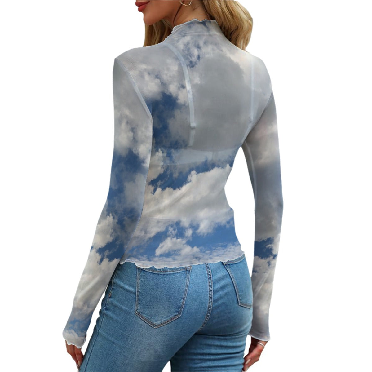 NEW!!! (CLOUDS) printed Women's Mesh T-shirt