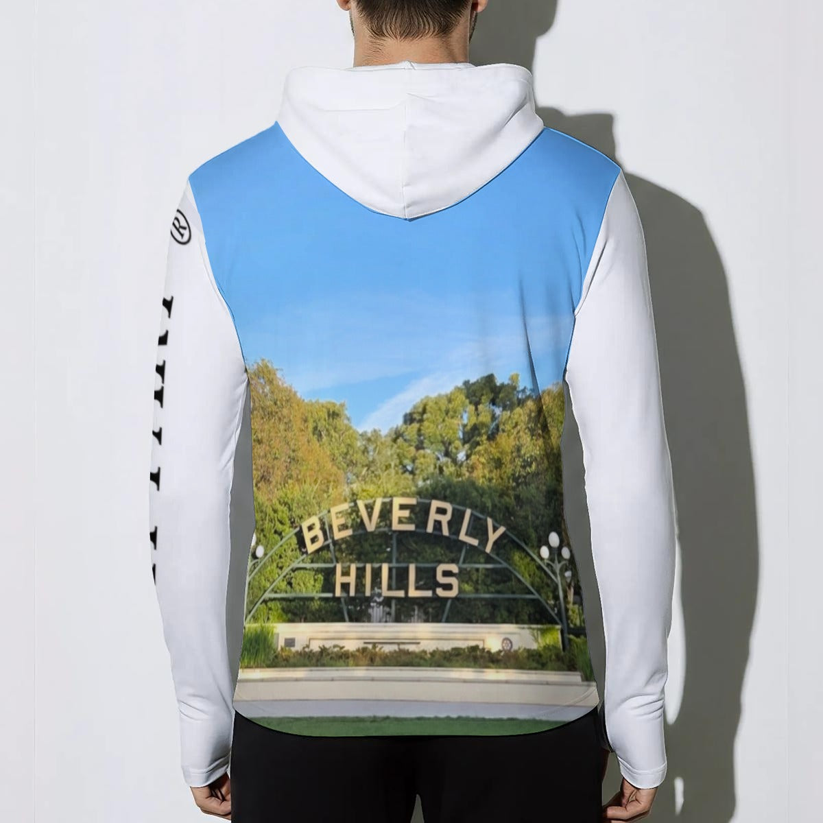 NEW!!! "THAT PART" branded (left sleeve/ BEVERLY HILLS Sign front/rear) Sunscreen Sports Hoodie With Thumb Holes