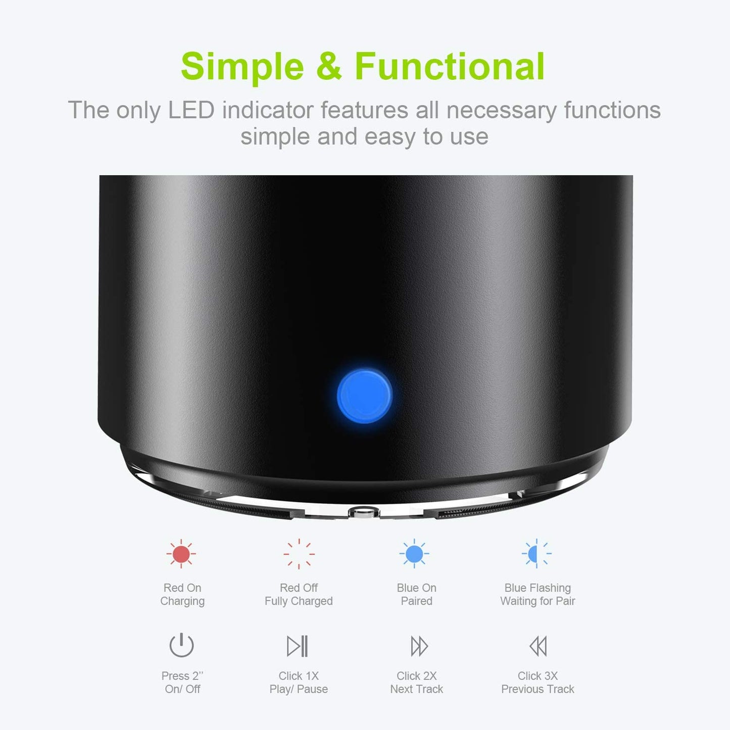 Waterproof Speaker Portable MINI Wireless Speakers Bluetooth Column with Case Bass Radiator for Outdoors, Home