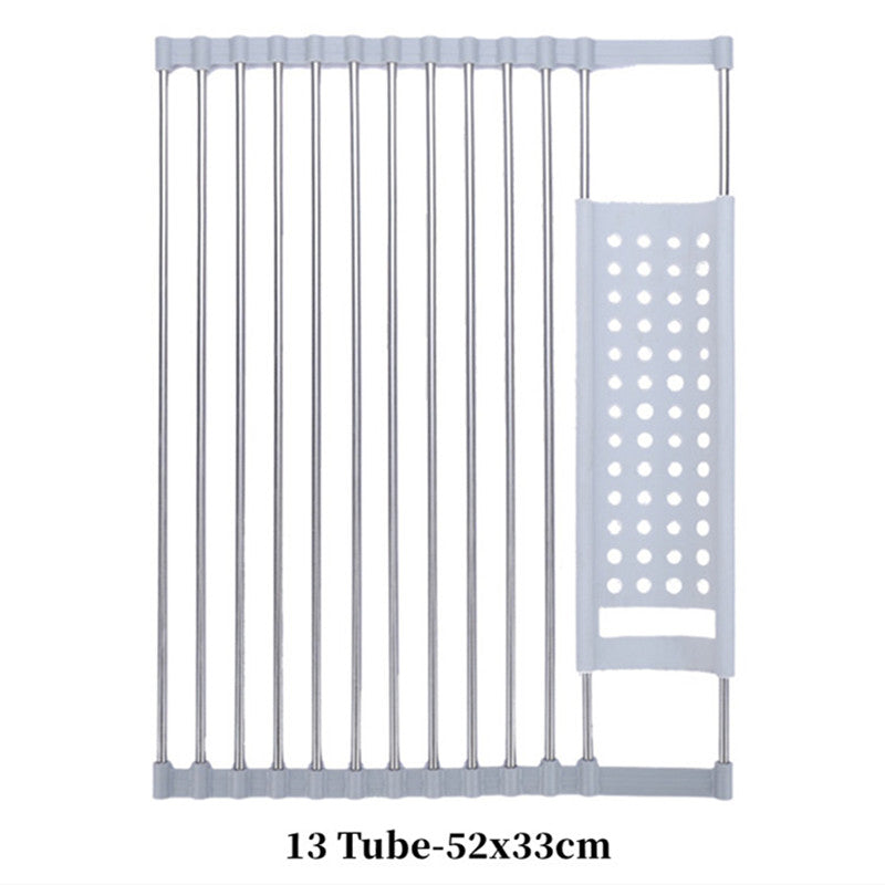Stainless Steel Collapsible Drain Rack Household Sink Drip Rack Dish Washing Basin Fruit And Vegetable Dishes Chopsticks Water Filtering Rack
