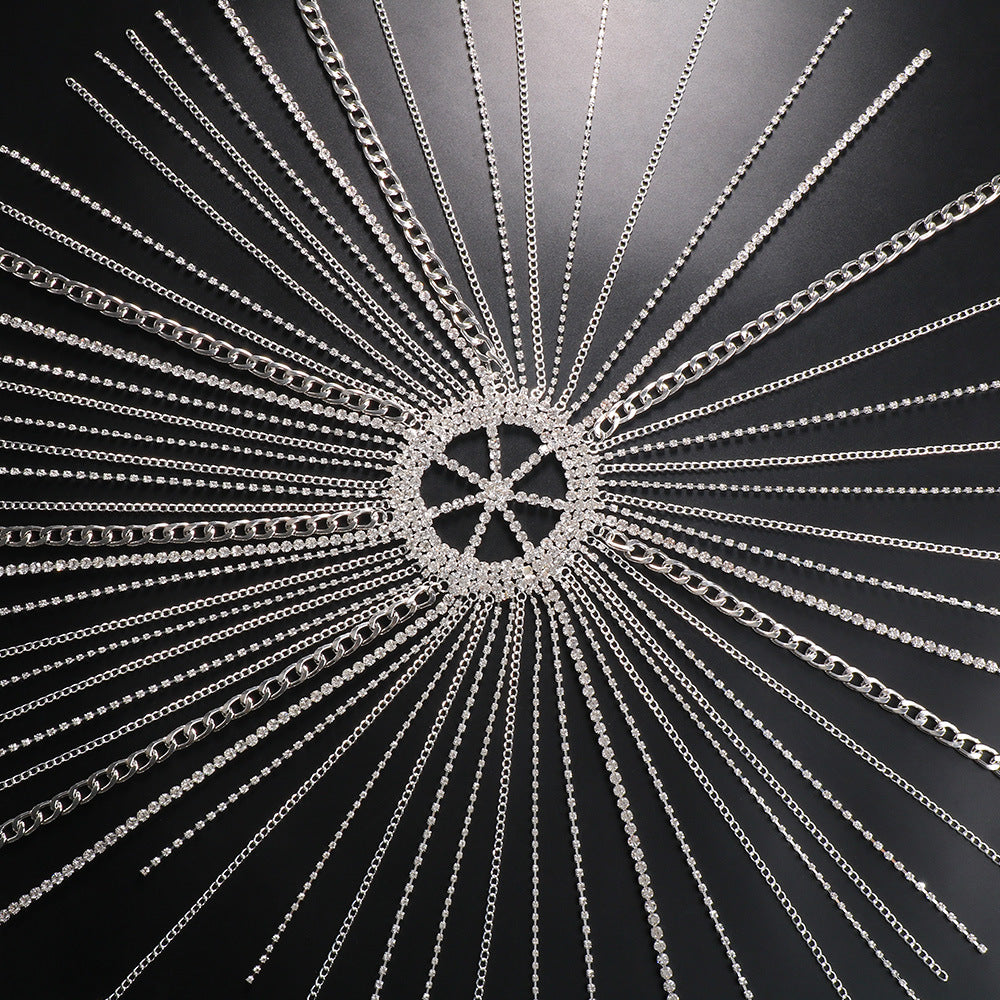 Hair chain metal chain rhinestone hair accessory exaggerated headband hair chain