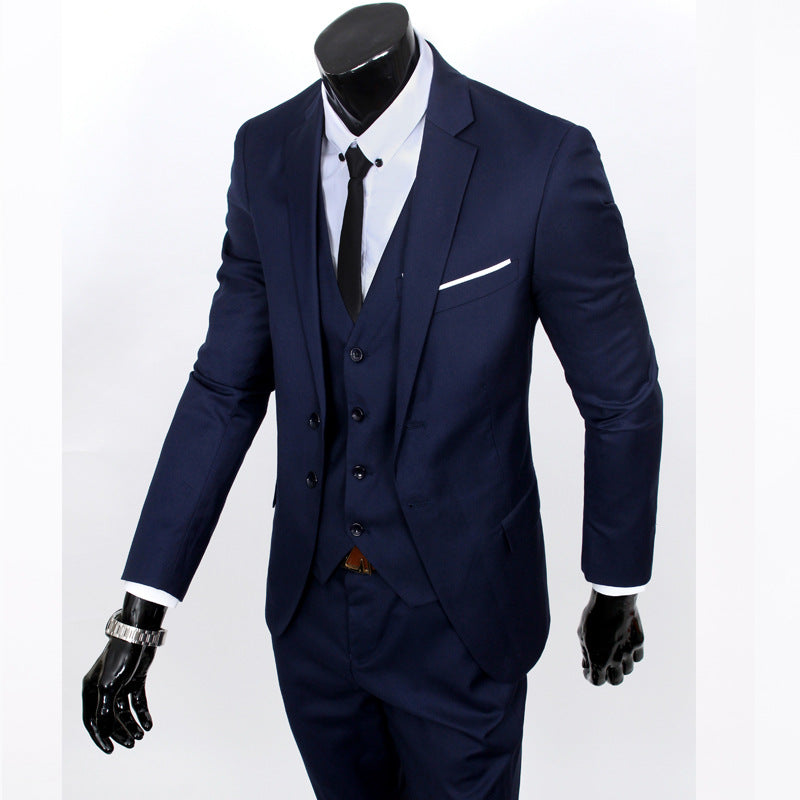 Suit set men's three piece set British casual business suit