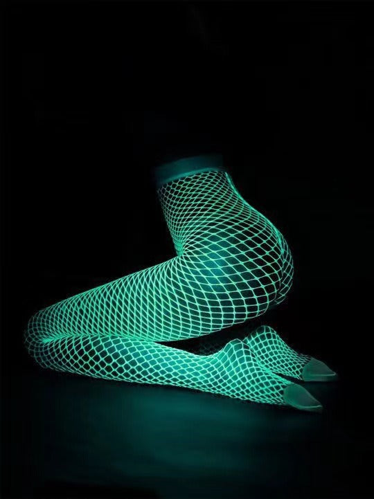 Glow In The Dark Hollow Mesh Stockings - Fishnet Stockings