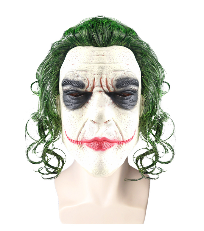 Batman The Dark Knight Mask with Green Hair Wig Latex