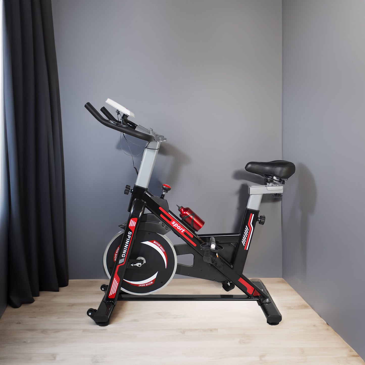 Exercise Bike Cycling Bike with Comfortable Seat Cushion Black+Red