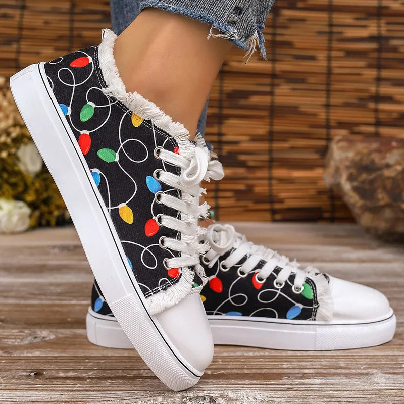 Printed Round Toe Sneakers