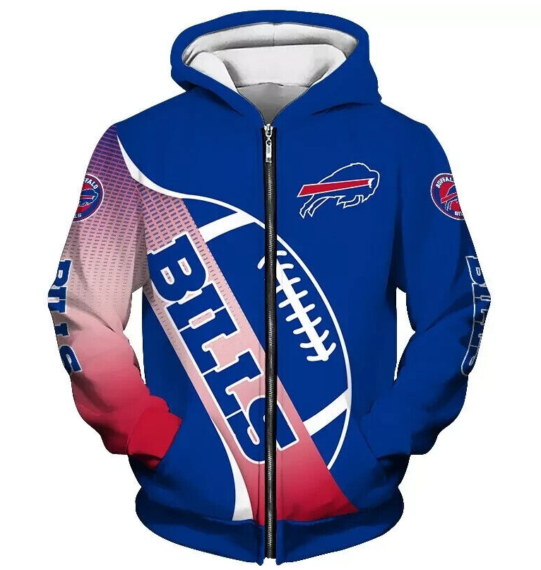 Detroit Lions New York Giants Buffalo Bills Digital Print zipper hooded cardigan jacket