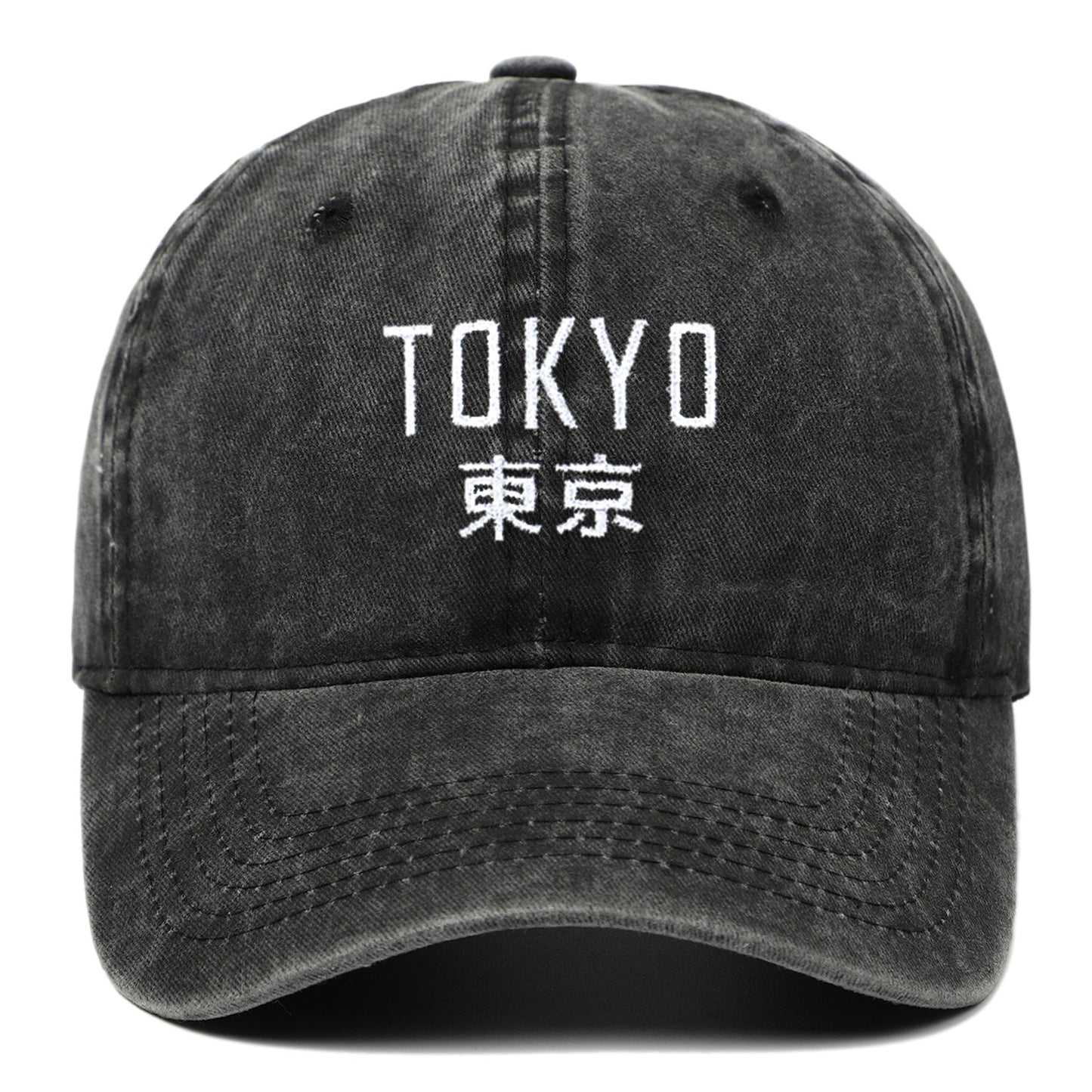 Tokyo letter embroidery soft top washed baseball cap