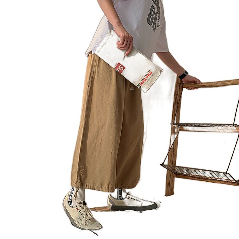 Men's loose cuffed casual lantern pants trendy straight tube work pants