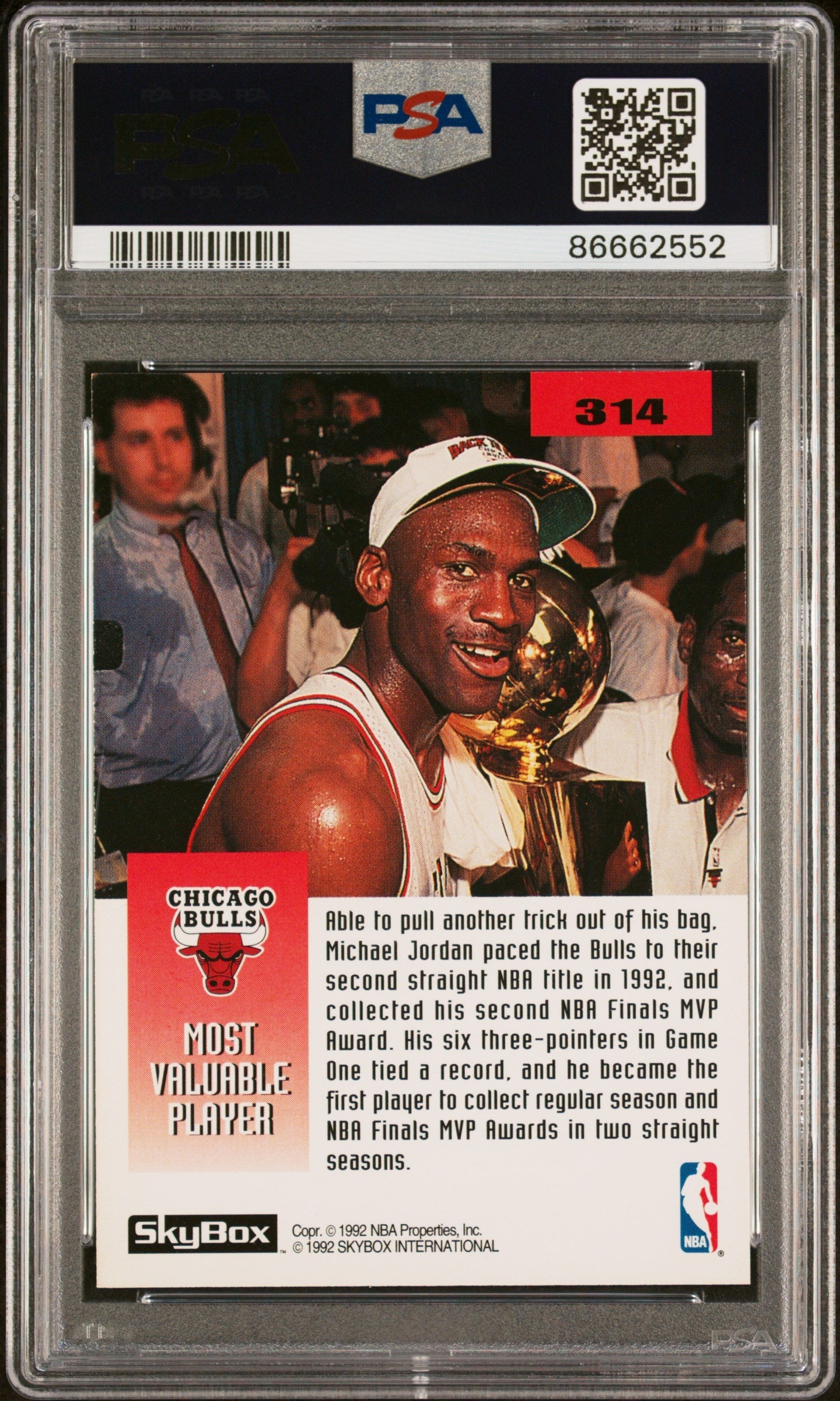1992 SKYBOX MICHAEL JORDAN #314 - PSA 8