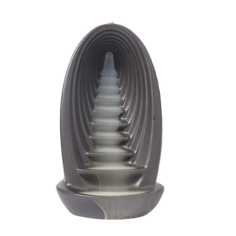 Back Flow Incense Burner Alpine Flowing Water Ceramic Tower Incense Burner