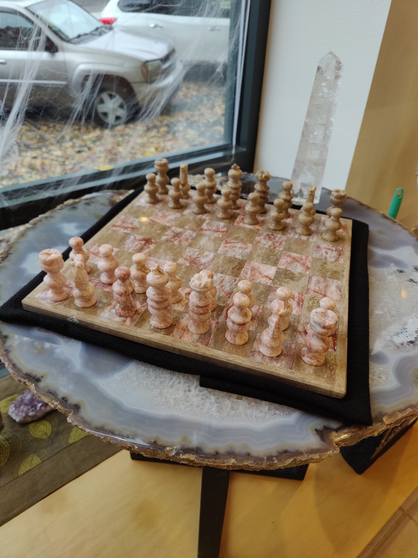 Hand Carved Chess Set 14"