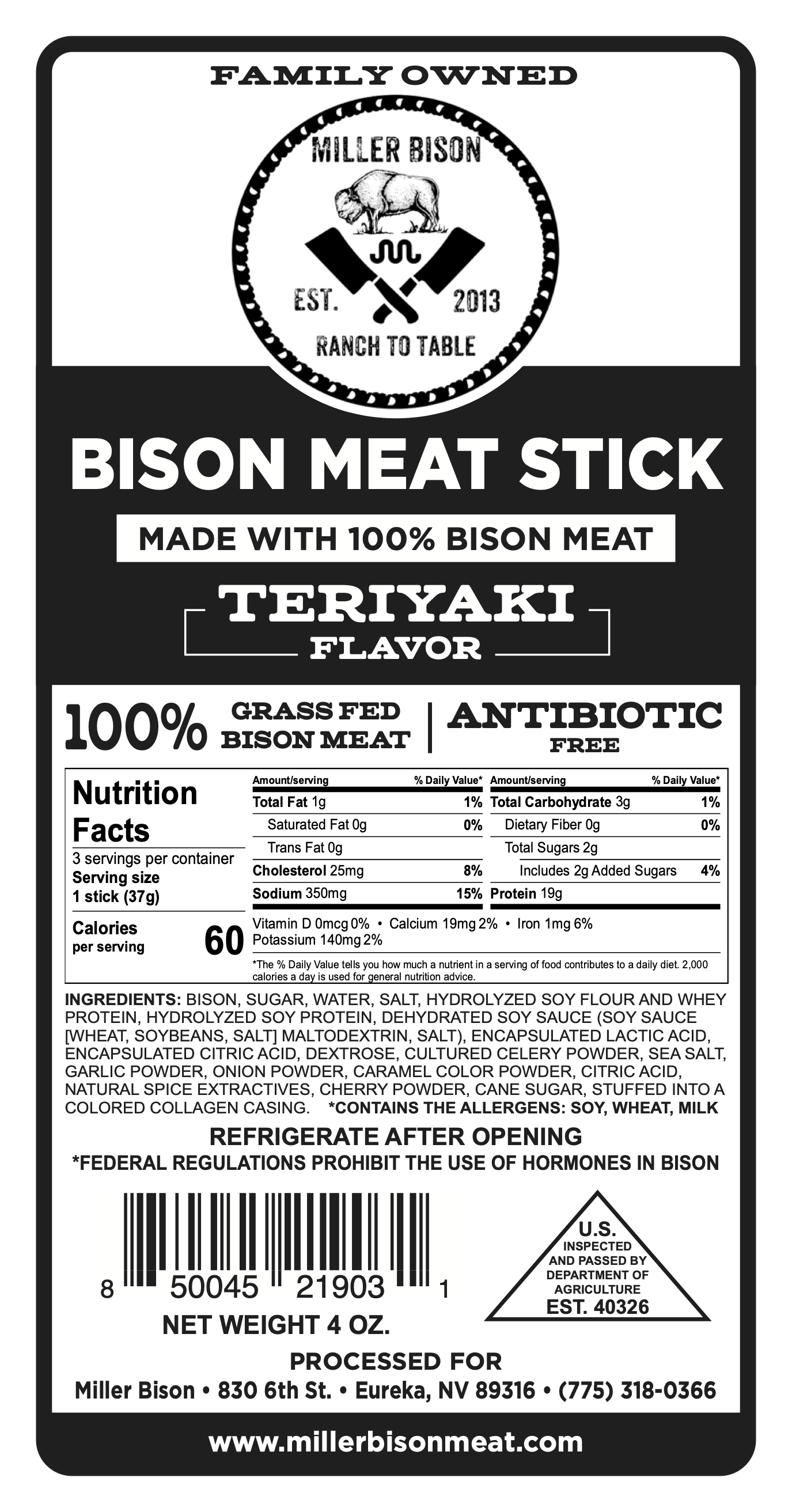 Buffalo Bison Meat Sticks Pack