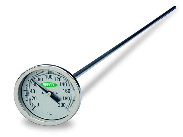 Heathrow Scientific 82100-36 Thermometer, Dial, 0° to 100°C, 3" Diameter, 36" Stem Length, 1/pk