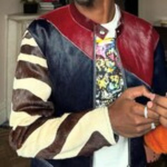 Cowhide Hair On Dye Color Jacket Men's