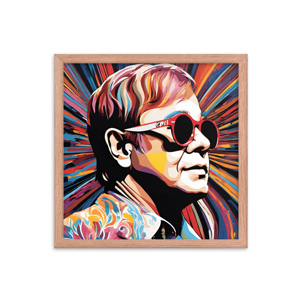 Elton John Portrait on Matte Paper Framed Poster