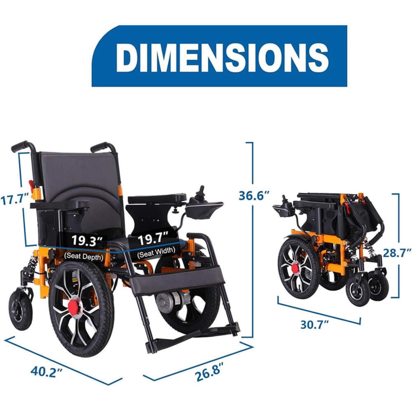 Heavy Duty Ultralight All-Terrain Electric Airplace-Approved Foldable Wheelchair, 300LBS (SAK63147)