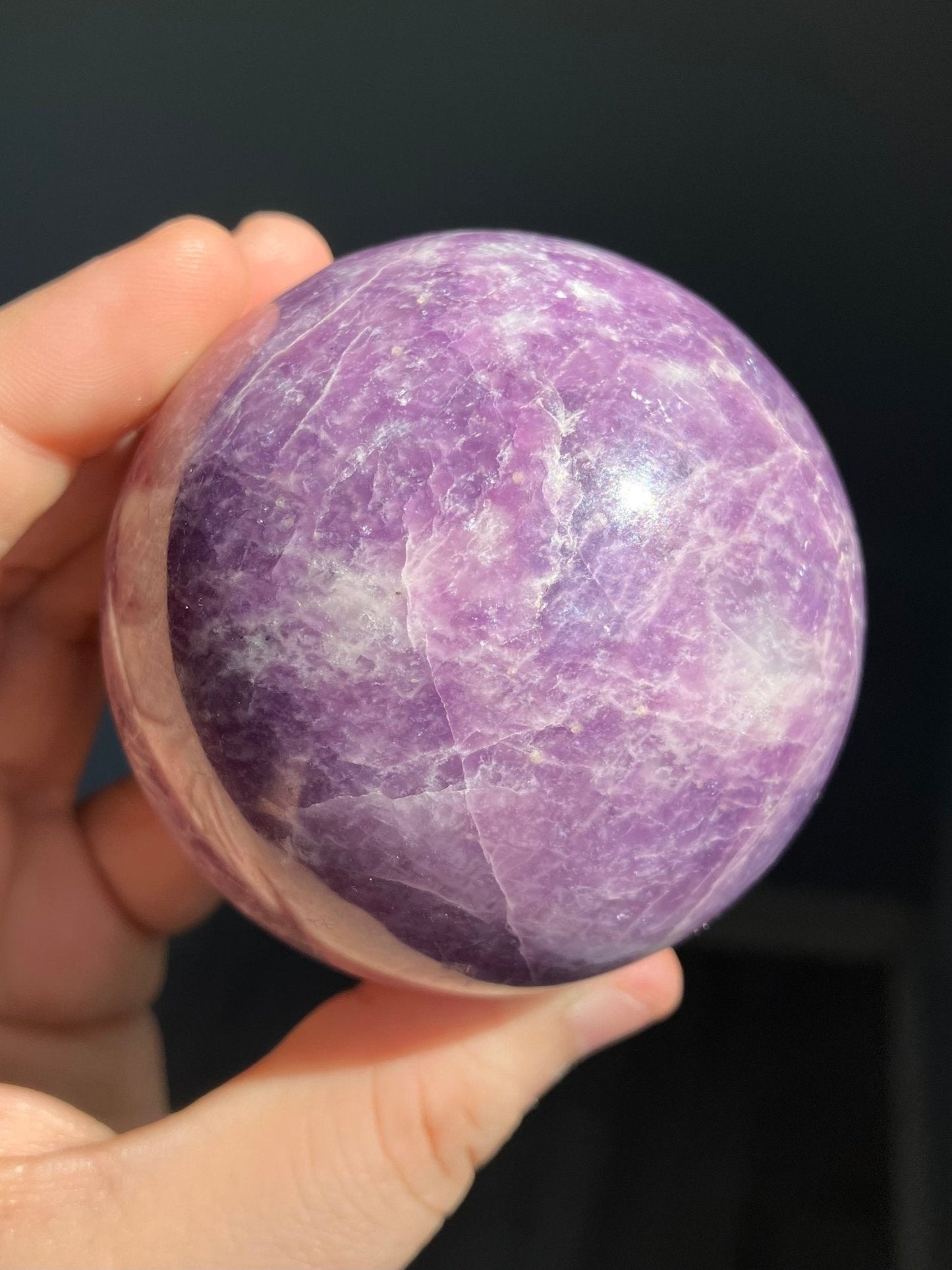 Lepidolite Sphere – 65mm, Soft Purple