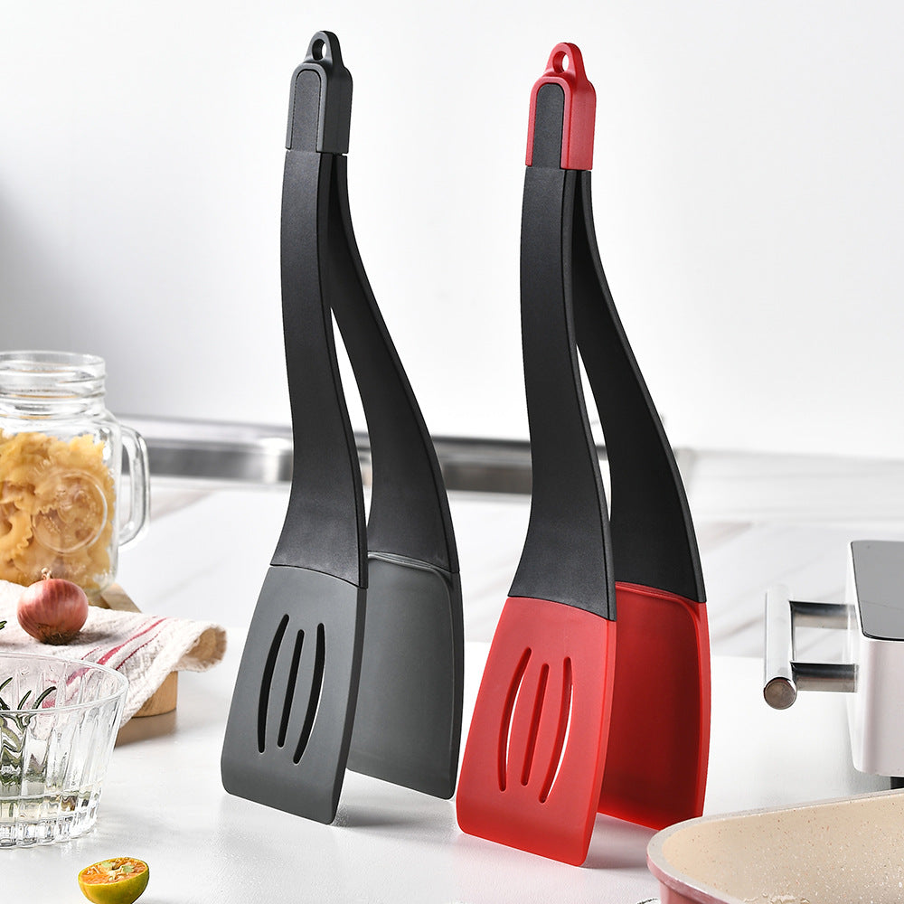 3 In 1 Frying Spatula Clip Silicone Food Clip Frying Steak Pancakes Shovel Slotted