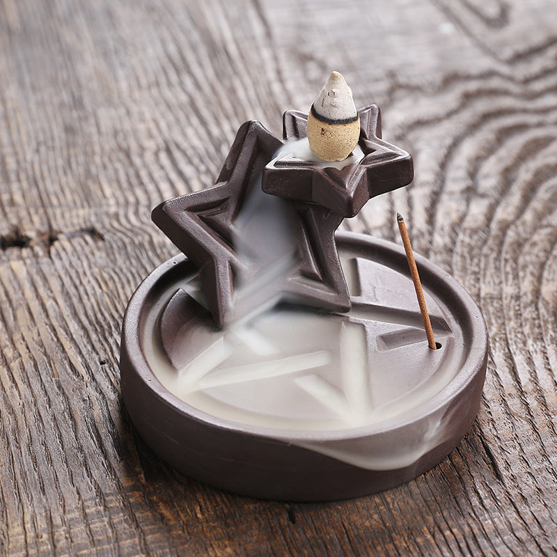 Purple Sand Backflow Incense Burner Creative Islamic Pattern Ornaments Home Household Backflow Aromatherapy Indoor Agarwood