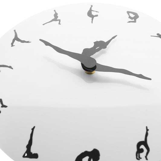 Yoga Postures Wall Clock GYM Fitness Flexible Girl Silent Modern Clock