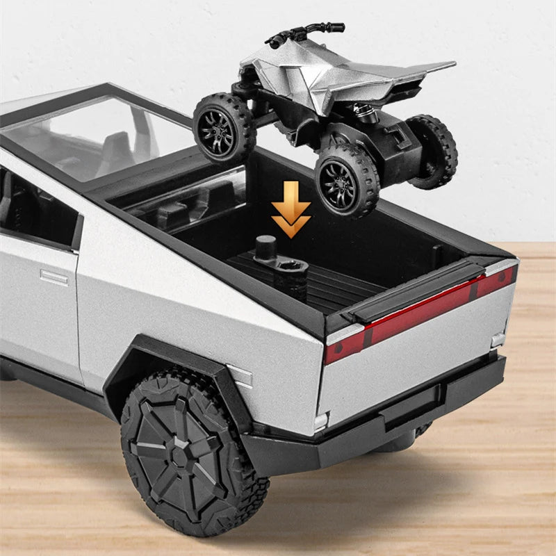 Cyber toy truck Pickup Alloy Car Truck Model Diecasts Metal Off-road Vehicles Model Simulation Sound Lights