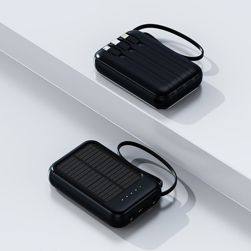Mini Solar Power Bank with Built-In Cable
