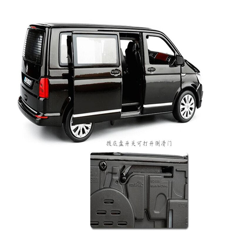 1:32 Zinc Alloy Bus Volkswagen Multivan T6 Van Alloy Car Diecast MPV Model Sound Lights