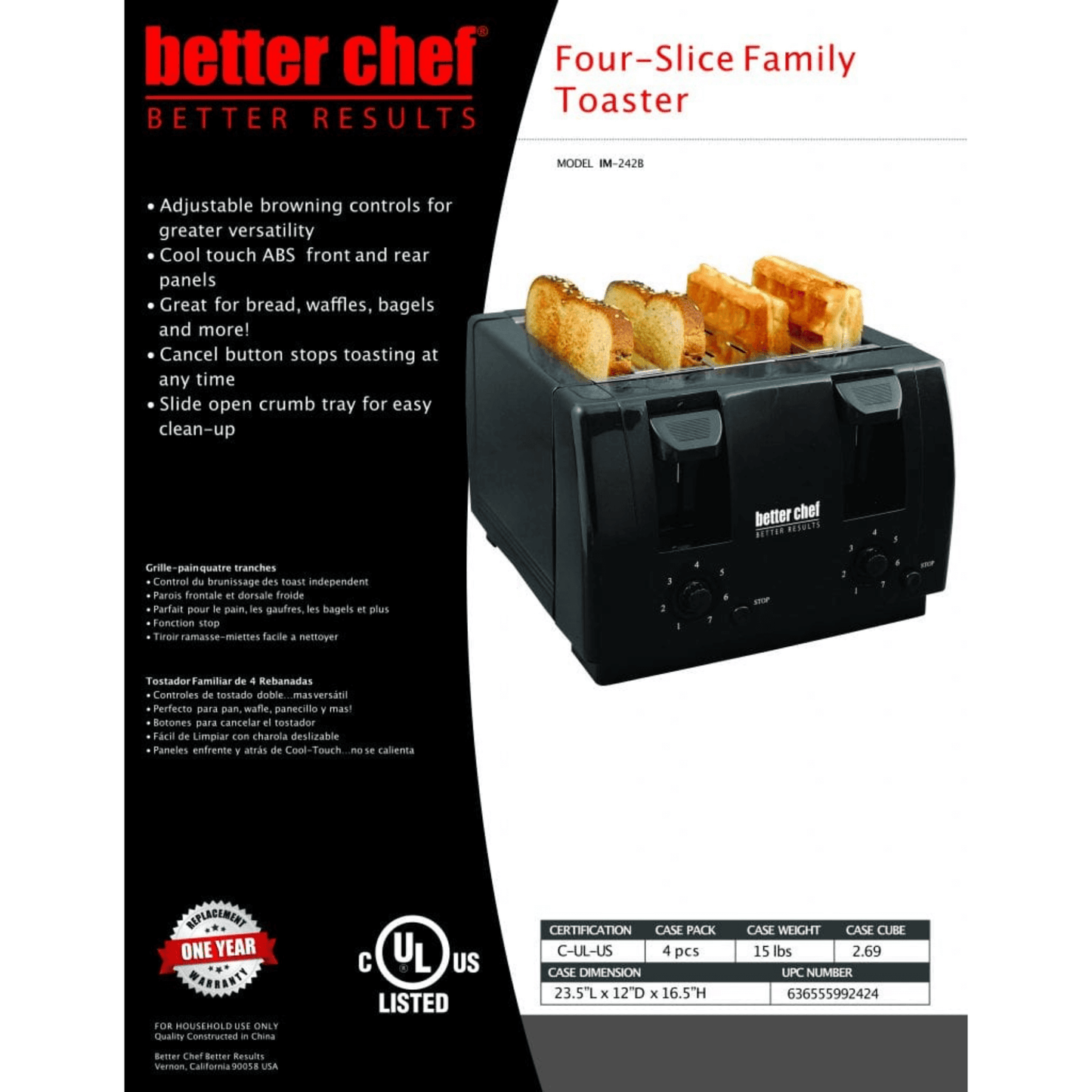 Wide Slot 4-Slice Dual Control Toaster