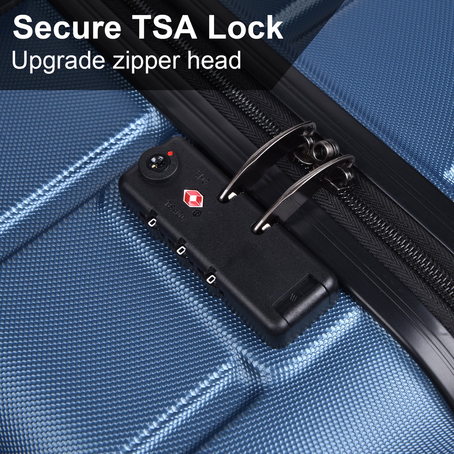 Luggage Suitcase 3 Piece Sets Hardside Carry-on luggage with Spinner Wheels 20"/24"/28" Dark Blue + ABS