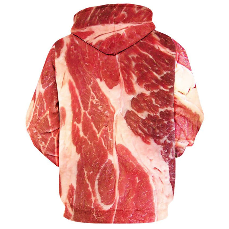 3D printed Raw Sirloin Beef Meat Bacon Pullover Hoodie