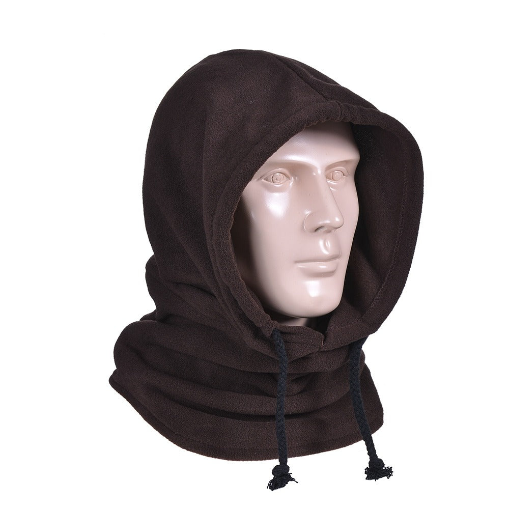 Polar Fleece Outdoor Riding Headgear Windproof Fleece Hat Warm Bib Face Shield One-Piece Mask