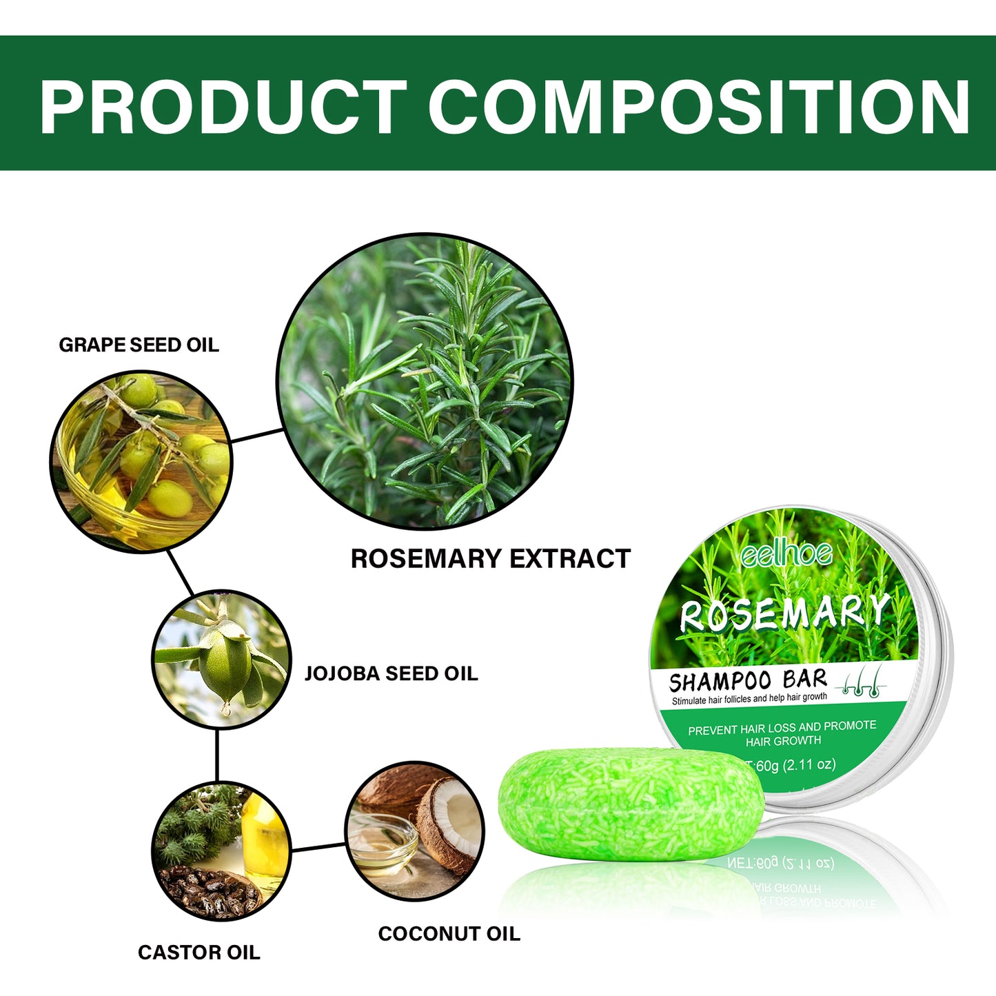 Rosemary Dense Hair Shampoo Soap To Remove Dandruff, Nourish Hair, Moisten Hair, Nourish Scalp And Improve Frizz