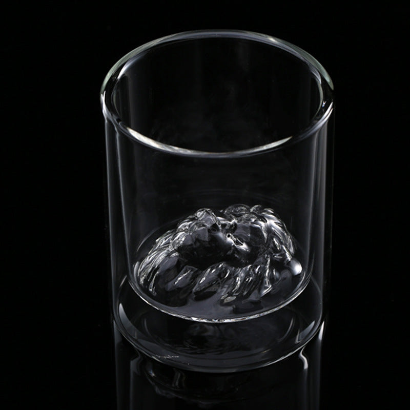 Thickened high borosilicate glass mug, creative insulation double-layer cup, coffee cup, lion head cocktail cup