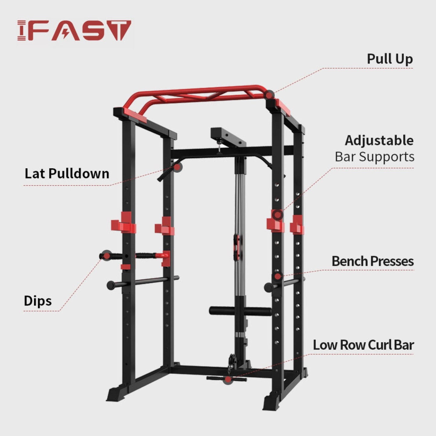 1000LBS Multi-Functional Barbell Rack Squat Power Cage With Weight Bench (SAK35822)