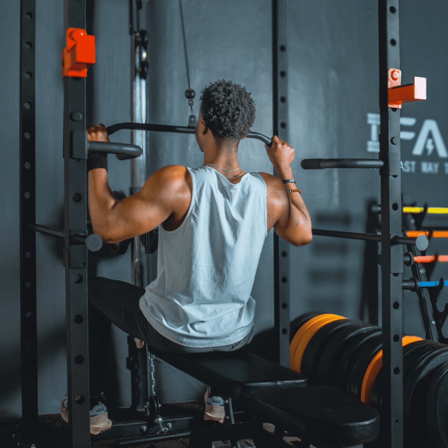 1000LBS Multi-Functional Barbell Rack Squat Power Cage With Weight Bench (SAK35822)